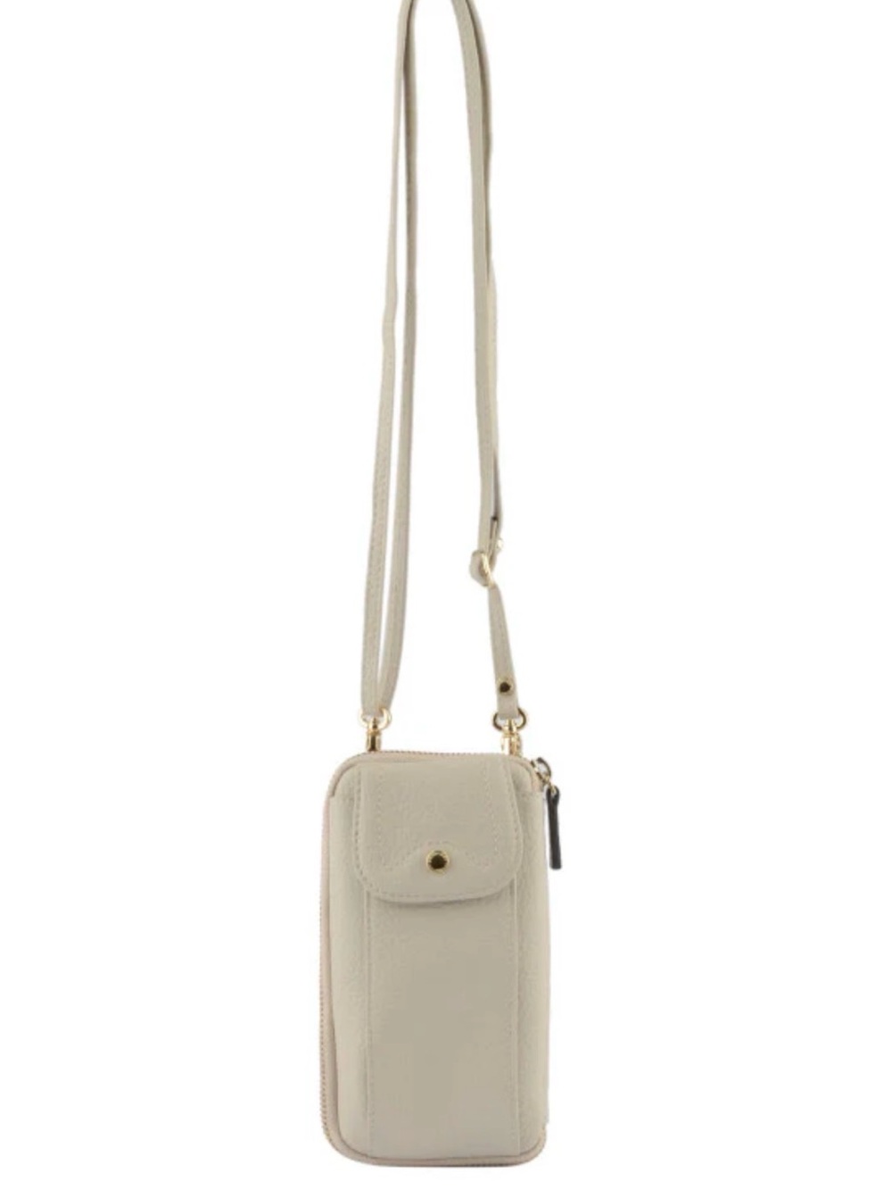 Compact Cream Crossbody Phone Bag with Front Snap Pocket